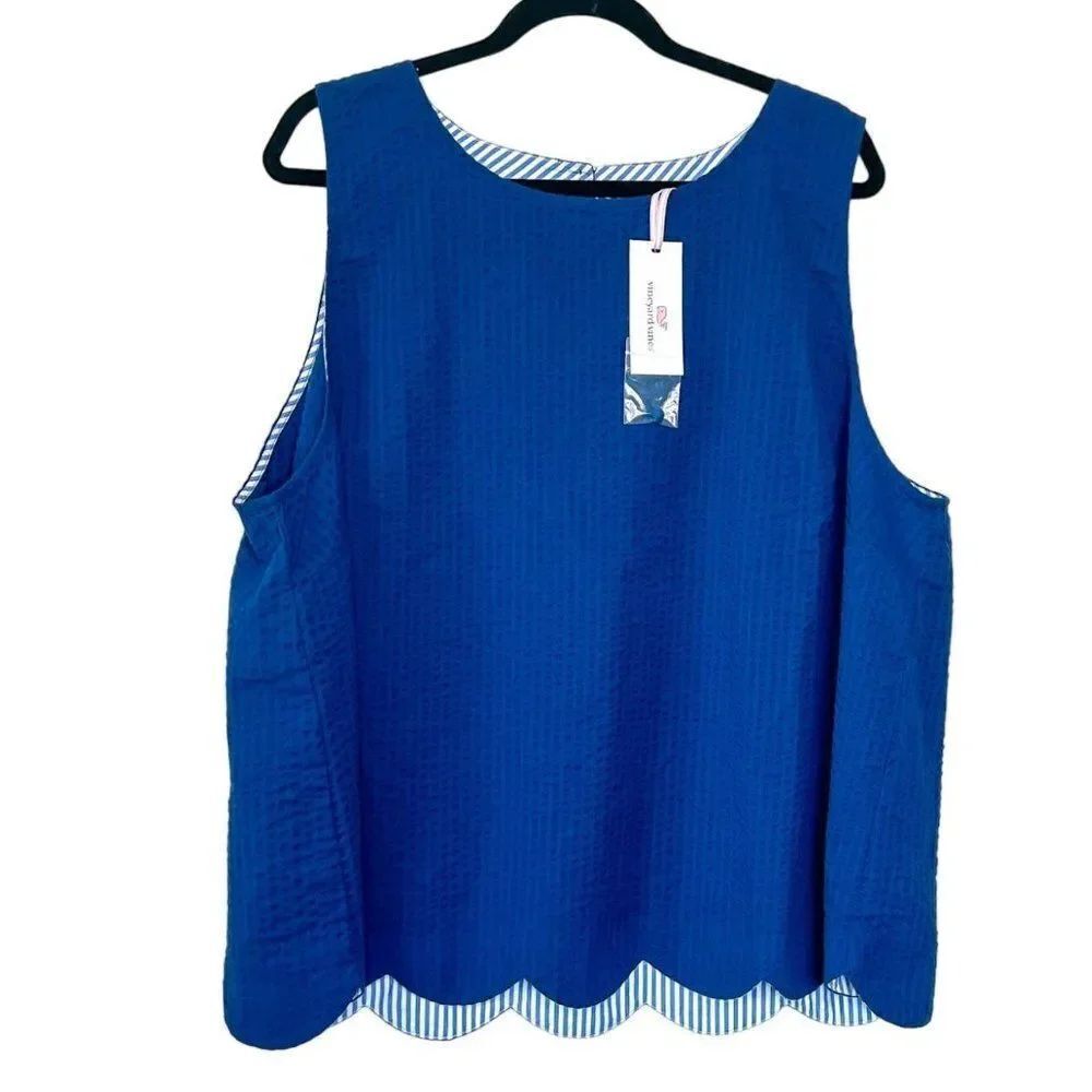 NWT! Vineyard Vines Seersucker Scallop Shell Top Size 22